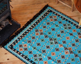 Turquoise Turkish  Kilim Rug, Hanging Kilim Rug, Anatolian Kilim Rug, Handmade Rug, Ethnic rug, Oushak rugs, Area Rug, Bohemian Kilim Rug