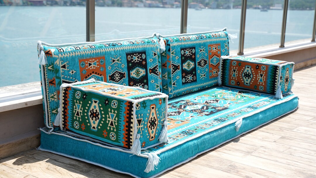 Arabic Floor Couch, Arabic Majlis, Floor Cushion, Oriental Home Decor