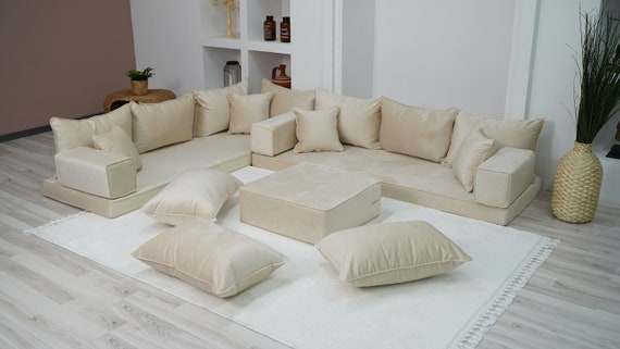 Velvet online couch beige