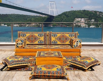 Sofá con asientos de piso de 8 pulgadas de espesor, sofá seccional, asientos árabes Majlis, cojín de meditación, juego de asientos de piso turco, juego de sofás de paleta