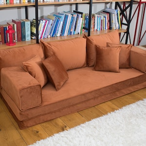 8 Thickness Amber Color Velvet Fabric Sectional Sofa Pallet Sofa