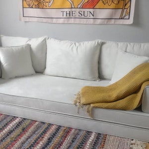Sectional Sofas Light Beige Color Velvet Sofas Floor 8" Thickness Filled