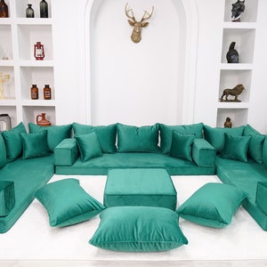 Emerald green couch sale velvet