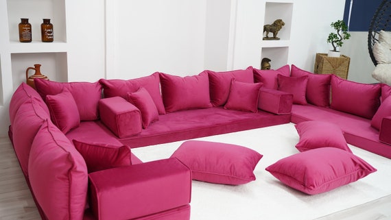 Velvet pink sectional deals