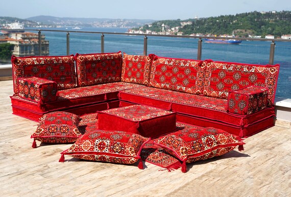 Red l shaped sectional deals