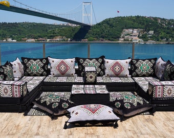8 Inch Thick U Shaped Sectional Sofas, Entry Bench, Turkish Seating Cushions, Oriental Sofa, Arabic Floor Sofa