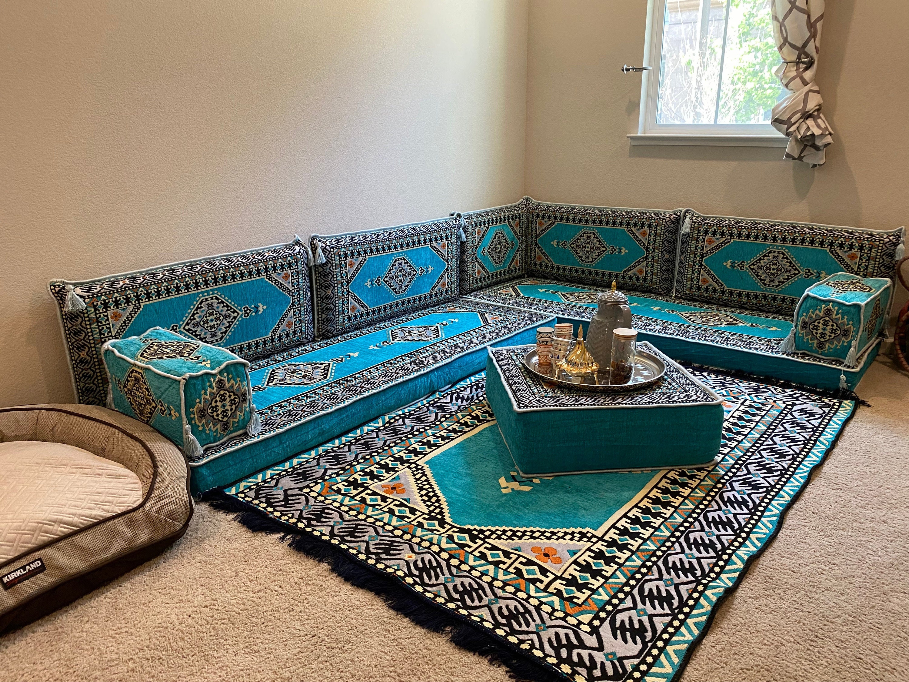 8 Thickness Royal Blue Floor Cushions Arabic Floor Sofa -  in 2023