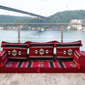 Oriental Maroon Arabic Floor Sofa Seating, Turkish Floor Cushion, Ethnic Sofa, Sectional Couch, Floor Cushions, Modular Sofa, Moroccan Rug zdjęcie 2