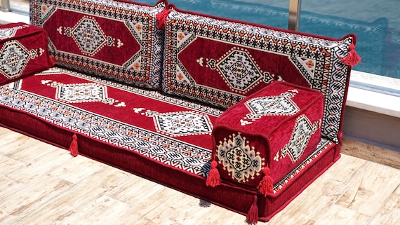 Arabic Floor Seating Sofa Red Set Cushions Turkish Jalsa Arabic