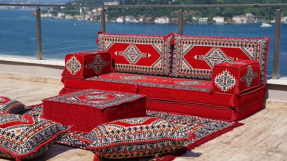 Arabic Floor Seating Sofa Set, Meditation Yoga Sofa, Bohemian