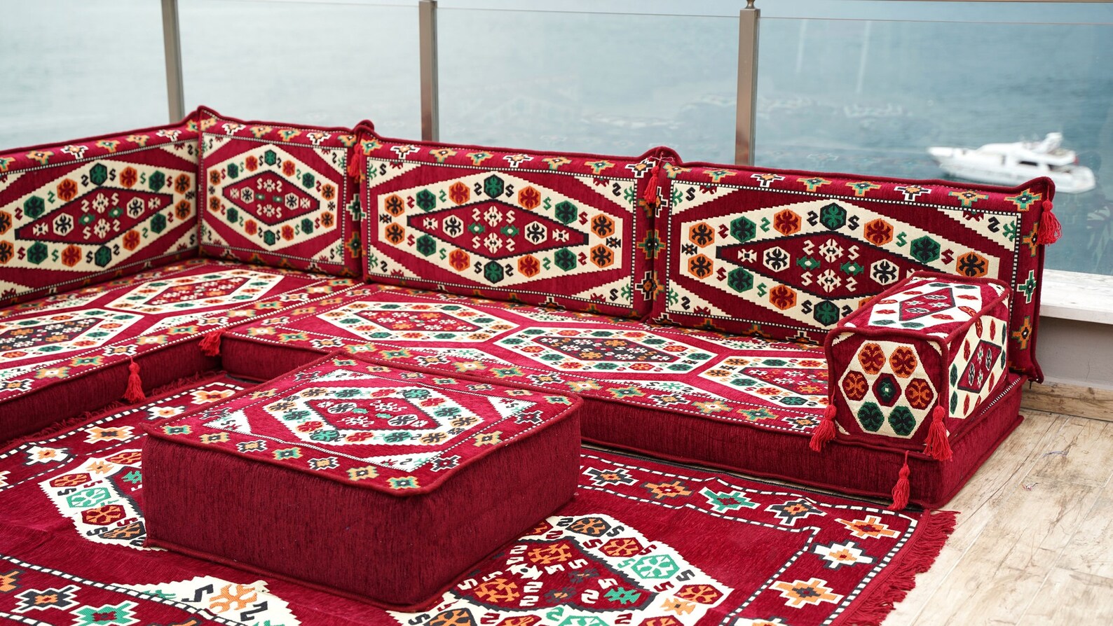 L Shaped Sofa Set Arabic Floor Sofa Pillow Cover Indoor Etsy