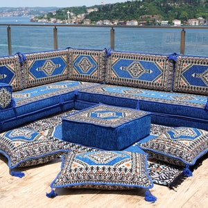 8" Thick Corner Floor Seating Set, Pallet Cushion Set, Modular Design Floor Cushion, Garden Sofa Set, Indoor Sofa Set, Arabic Sofa Set