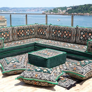 8 Inch Thick Corner Seating Sofa, Arabic Majlis, Turkish Floor Seating Set, Moroccan Rug, Pillow Cover, Floor Seating Set, Arabic Sofa