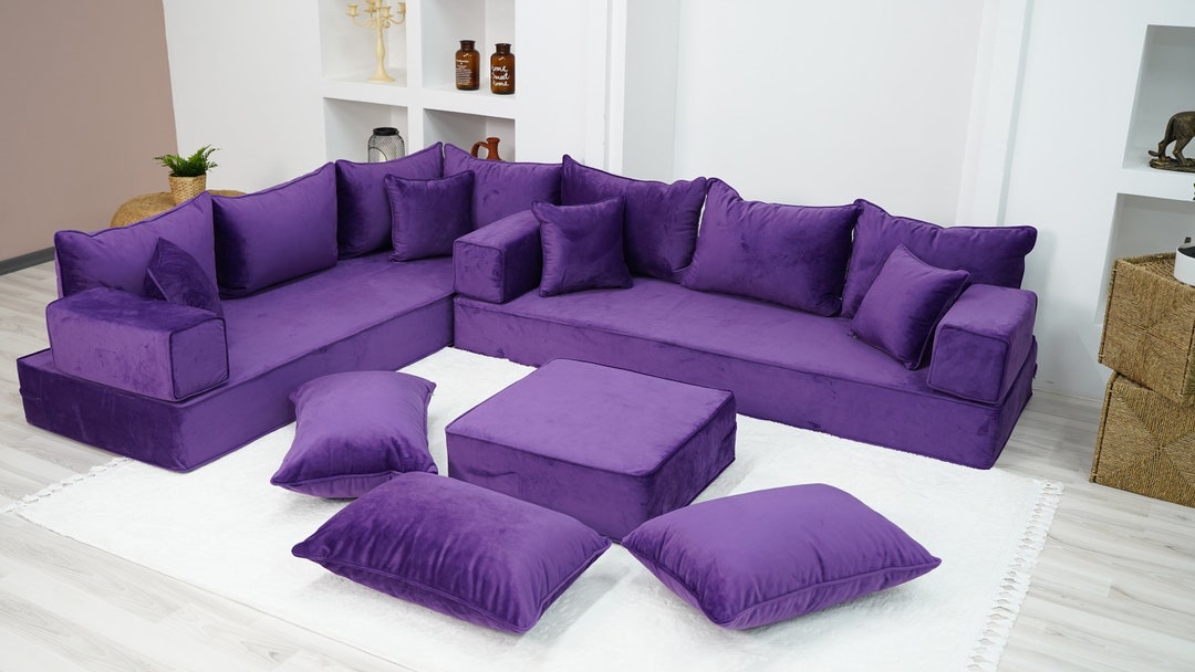 8 Thickness VELVET Fabric Purple L Shaped Couch Modern Livingroom Sofas Moroccan Home Decor Floor Couch Velvet Sofa Cover Sofa Bed Etsy