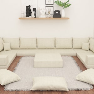 U Shaped Linen Sofa, Sectional Sofa, Entry Bench,  Sleeper Sofas, Modern Living room Couches, Daybed Cushions, Sofa Bed Pillows