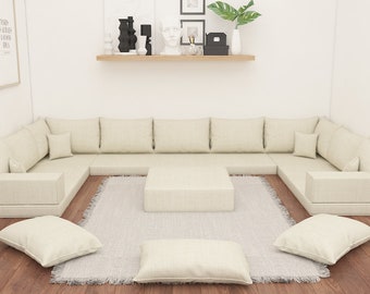 U Shaped Linen Sofa, Sectional Sofa, Entry Bench,  Sleeper Sofas, Modern Living room Couches, Daybed Cushions, Sofa Bed Pillows