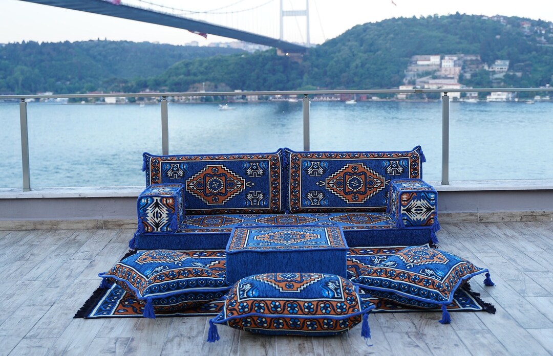 Royal Blue Arabic Seating Sofas New Design Oriental Couch Etsy
