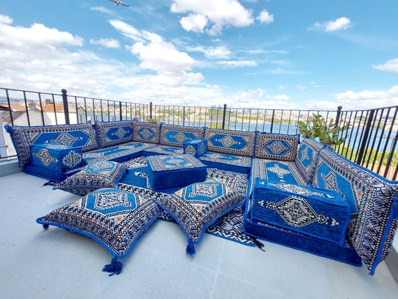 8 Thickness Royal Blue Floor Cushions Arabic Floor Sofa -  in 2023