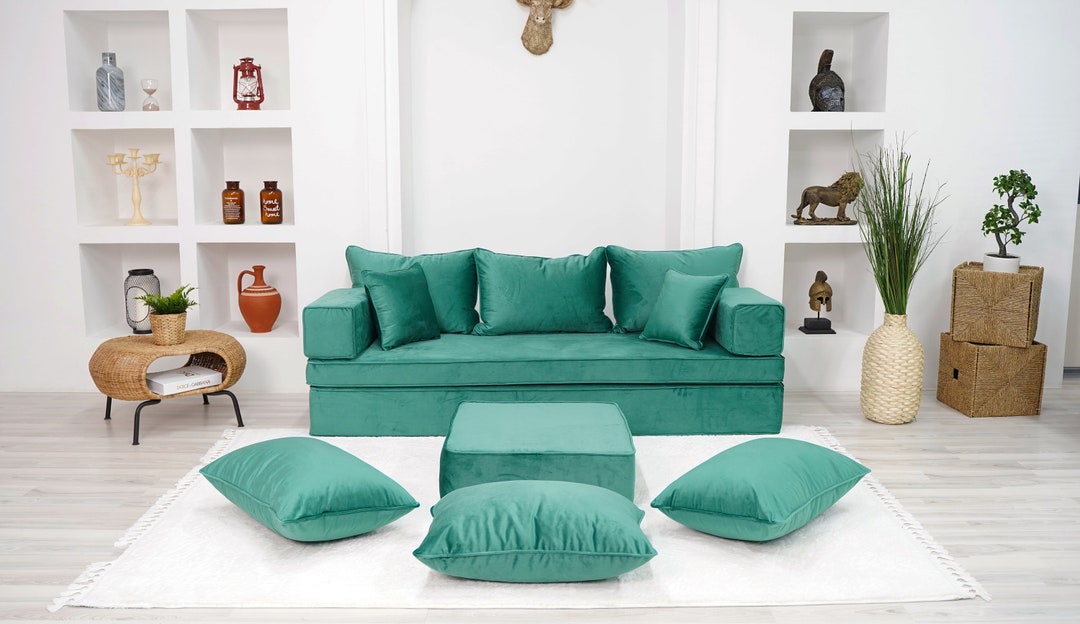 Single Moroccan Sofa, Throw Pillow, Pallet Sofa, Arabic Jalsa, French