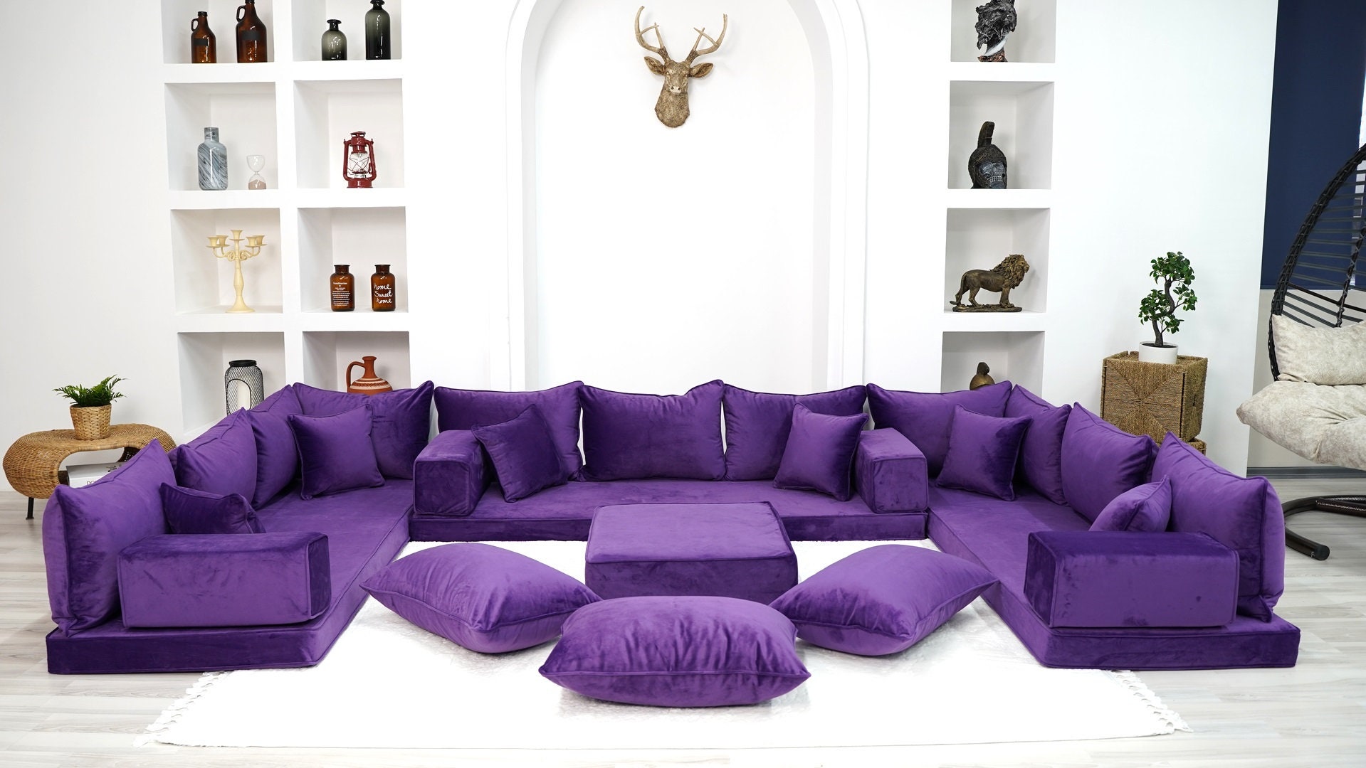 4 Inch Thick Purple U Shaped Velvet Sofa Cozy Sofa Floor Couches Velvet Modular Sofa Pillow Cover Velvet Floor Sofa Cover Reading Nook Etsy