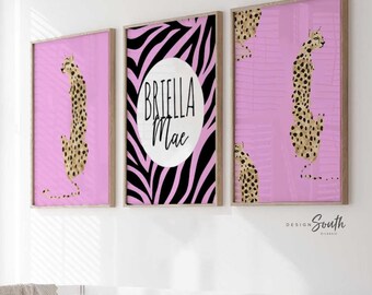 Pink Cheetah Nursery Art: Modern Girl Name Print (unframed) - Etsy