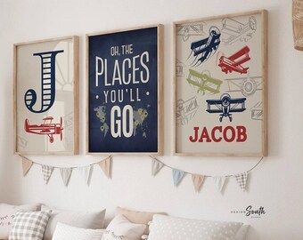 Lámina de avión para habitación infantil: temática de transporte, decoración para habitación de niño (sin marco)