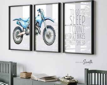 Watercolor Dirt Bike Prints: Boys Room Decor, Motocross Wall Art