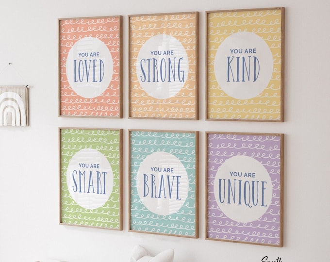 Playroom Children Wall Decor, Unisex Room Decor, Pastel Color Kid Art ...