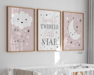 NebulaNova Poster Su Tela Per Cameretta Bambini – Set Di 4 Quadri Decorativi 20x30 Cm – Stampe Ad Alta Risoluzione, Impermeabili, UV Resist