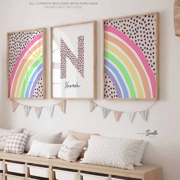 Girls nursery decor, rainbow nursery decor, pink and navy nursery, monogram decor for girls, rainbow theme nursery, girls rainbow decor pink