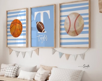 Personalized Sports Nursery Prints: Basketball, Baseball, Football