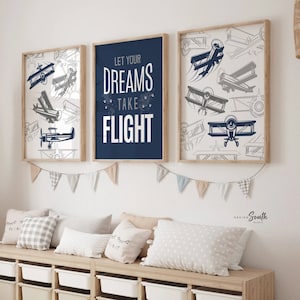 Airplane themed boys bedroom wall decor, flight transportation theme, airplane kids room, airplane nursery or bedroom, pilot newborn gift