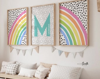 Pastel rainbow art, personalized name with rainbow, little girl rainbow, pastel rainbow theme decor, baby room pastel rainbow, room rainbow