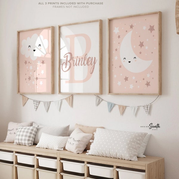 Moon and Stars Print Etsy