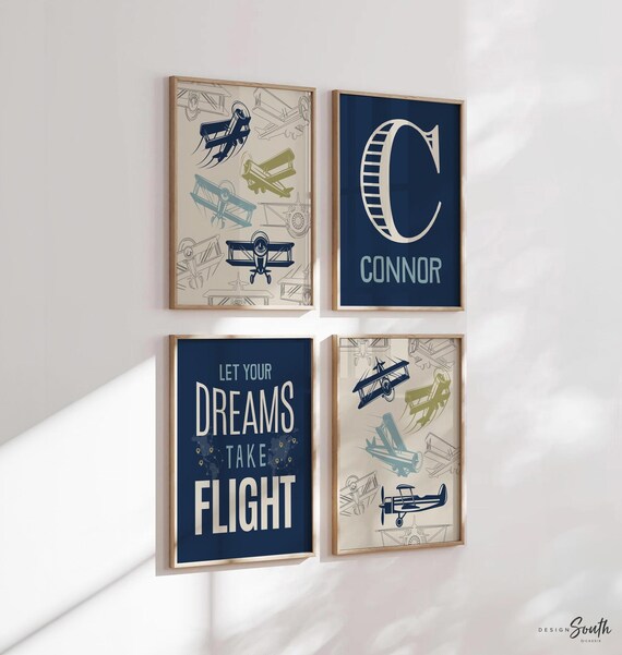 Airplane Nursery Art Prints: Aviation Theme, Boy's Room Decor