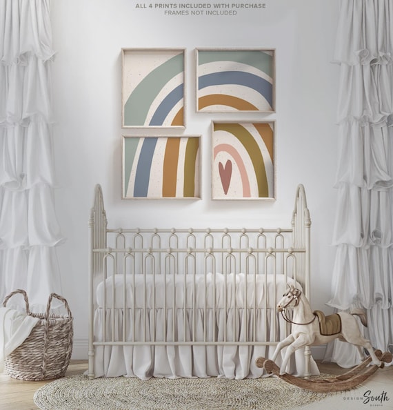Neutral nursery decor earthy neutral tones, kids neutral playroom wall art, neutral boho rainbow for kids baby children, art gender neutral