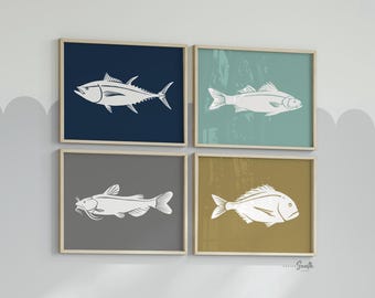 Fish Nursery Art Prints: Boys Fishing Theme Decor