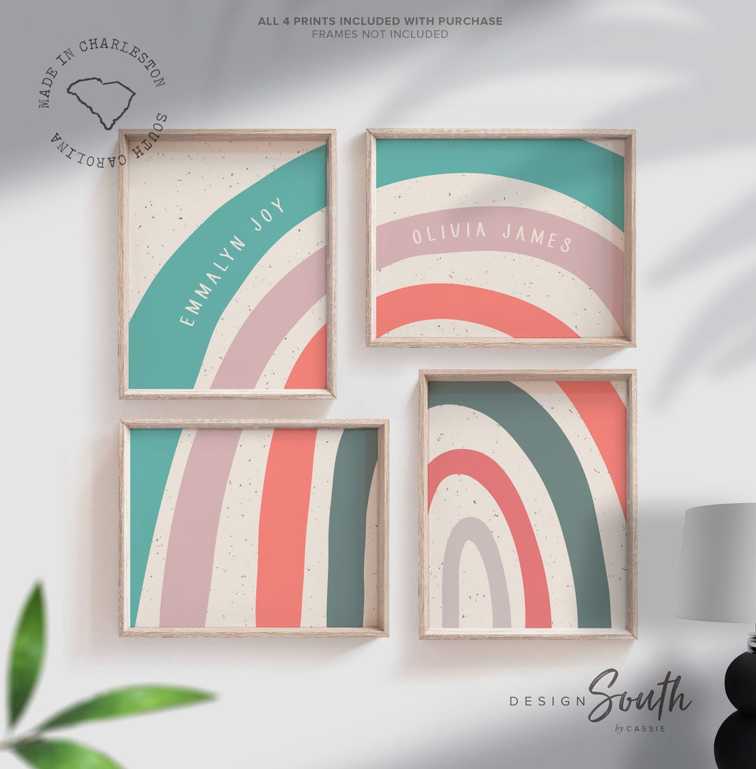 Neutral Boho Rainbow Print Set: Personalized Kids Room Wall Art - Etsy