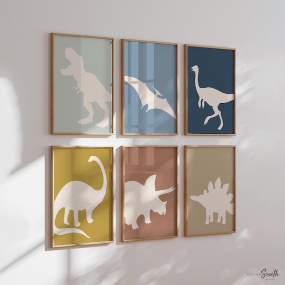 Neutral dinosaur decor earthy neutral tones, kid neutral playroom wall art, neutral boho dinosaurs for kid baby children, art gender neutral
