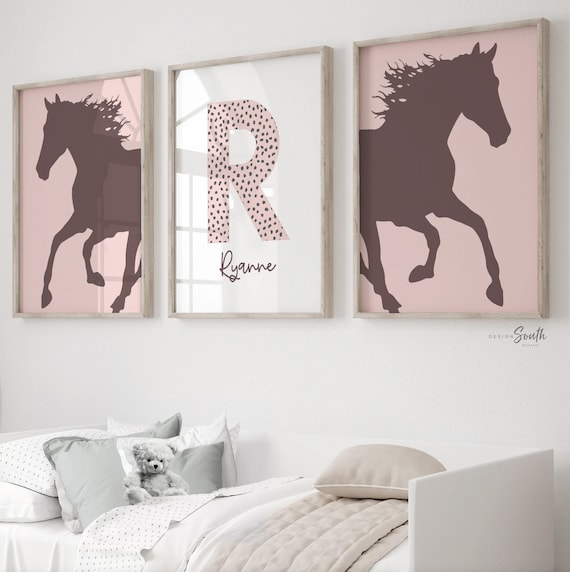 Personalized Horse Prints Set: Equestrian Nursery Decor