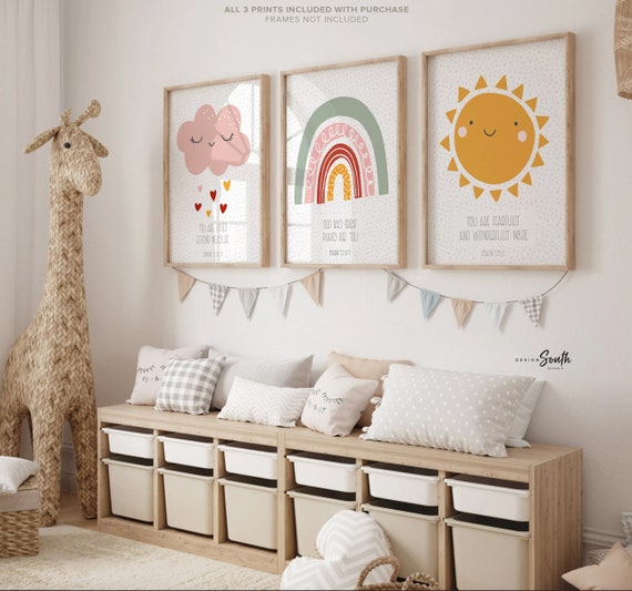 Christian nursery wall decor, bible verse wall art, nursery bible wall art, church nursery room decor, christian nursery or bedroom wall art