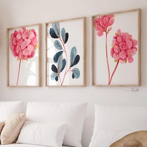Botanical Watercolor Art Prints: Floral Bathroom Wall Decor