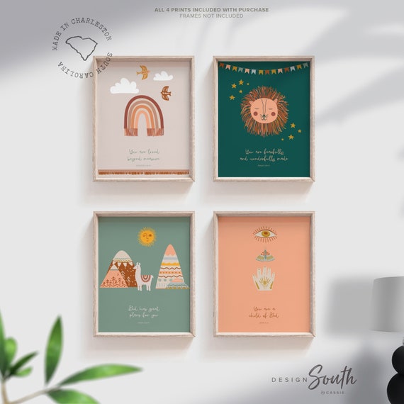 Boho Christian Nursery Prints: Scripture Wall Art