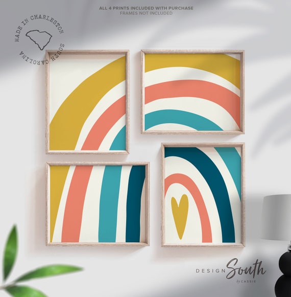 Neutral nursery decor boho neutral tones, kids neutral playroom wall art, neutral boho rainbow for kids baby children, art gender neutral