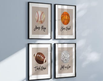 Sports Wall Art Prints: Baseball, Basketball, Football, Golf - Boys Room Decor