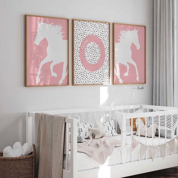 Personalized Horse Nursery Prints: Pink Pony Silhouette Art