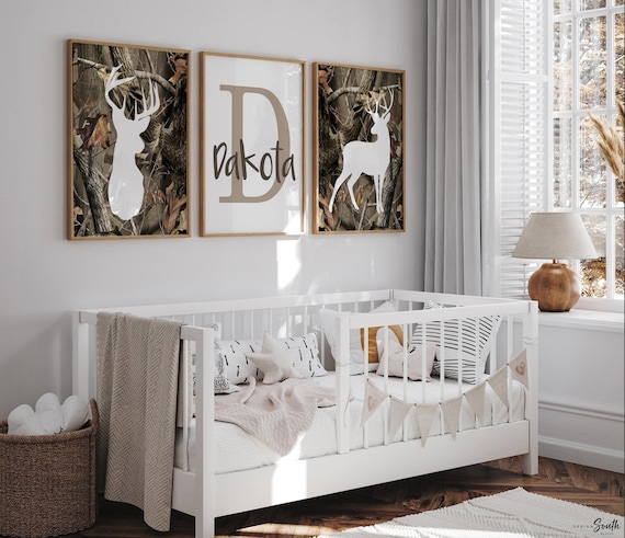 Camo Nursery Art: Personalized Deer Hunter Theme, Boys Bedroom Decor