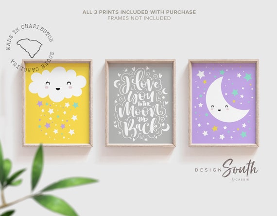 Purple yellow nursery art, purple and yellow nursery, purple and yellow wall decor for girl, girls nursery art purple yellow, baby girl art