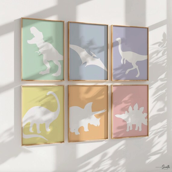 Pastel dinosaur art, dinosaurs girl nursery wall art, bedroom decor cute dinosaurs for girl, dinosaur prints pastel for girls, pink dinosaur