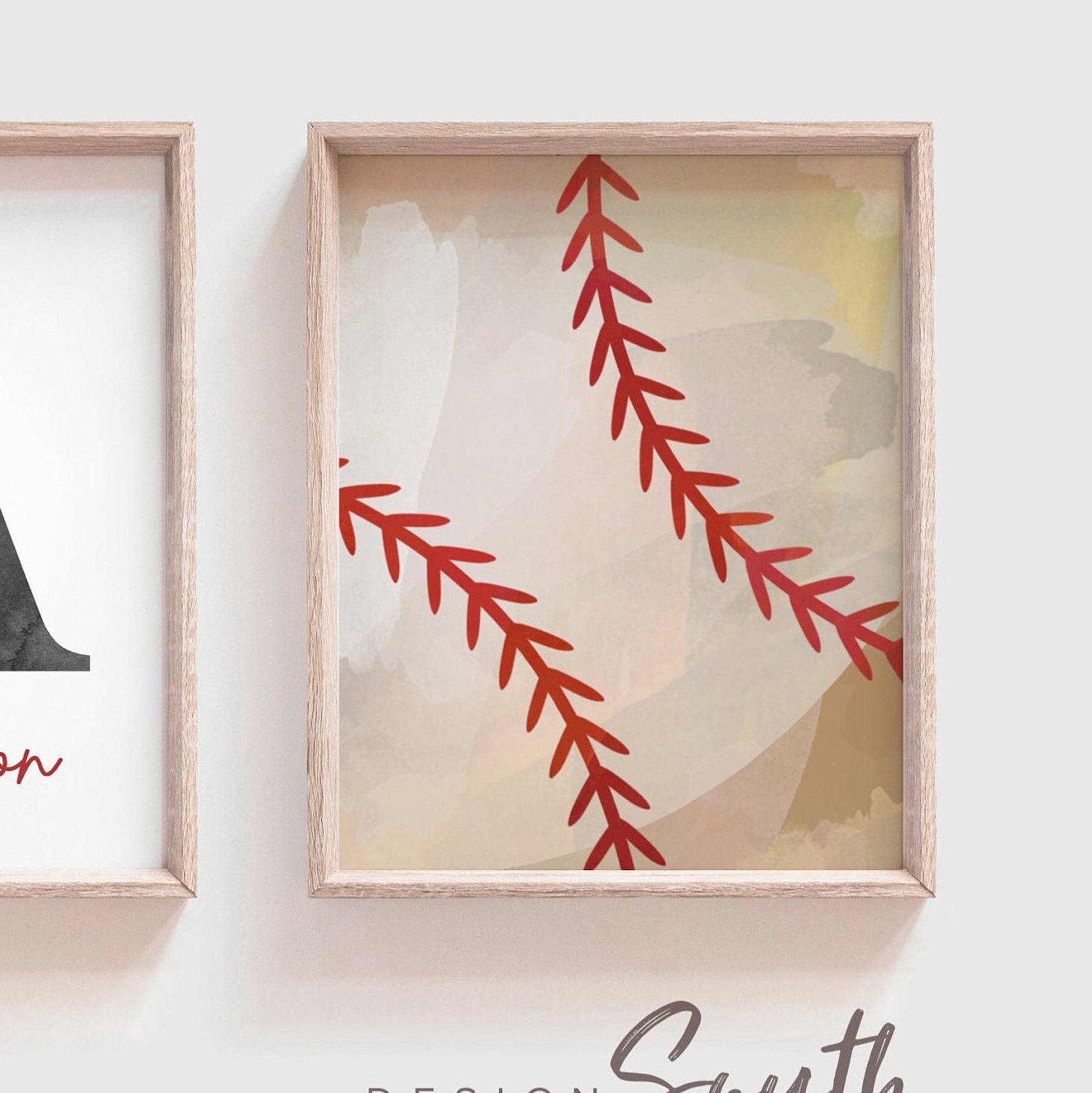 Baseball Nursery Vintage Baseball Nursery Art Red Gray Beige Etsy